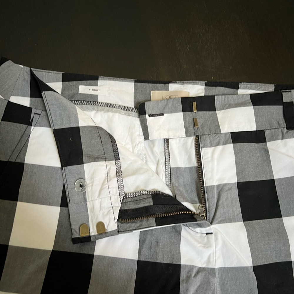 Loft Black and White Plaid Shorts size 14 - Picture 3 of 5